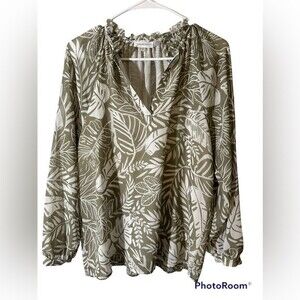 Calvin Klein Womens 3/4 Sleeve Lined Floral Top Blouse Shirt Size Small